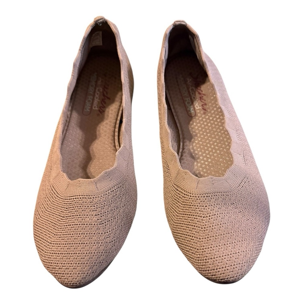 Skechers Shoes Womens 8.5 Cleo‎ 2.0 Love Spell Mocha Slip On Knit Ballet Flats
